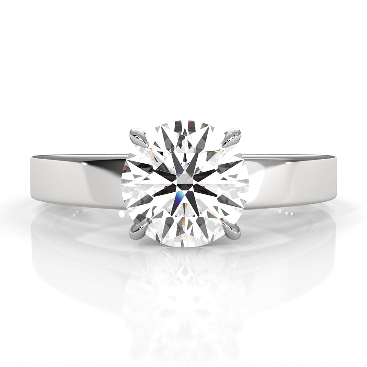 3.5mm Cathedral Style Flat Edge Solitaire Lab Grown Diamond IGI Certified Engagement Ring 4g Setting 1.00 Ctw.